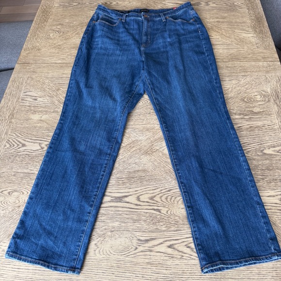 Talbots Denim - Talbots Curvy Straight Leg Jeans Womens 16 High Waist Dark Wash Denim NEW